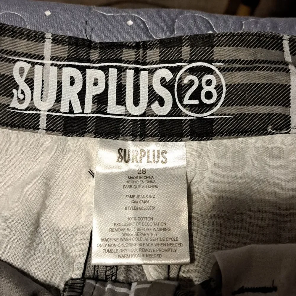 Surplus shorts waist size 28
